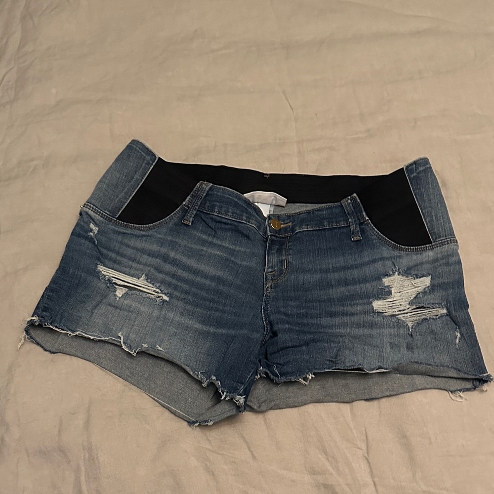 Isabel Maternity by Ingrid & Isabel Distressed Blue Denim Shorts